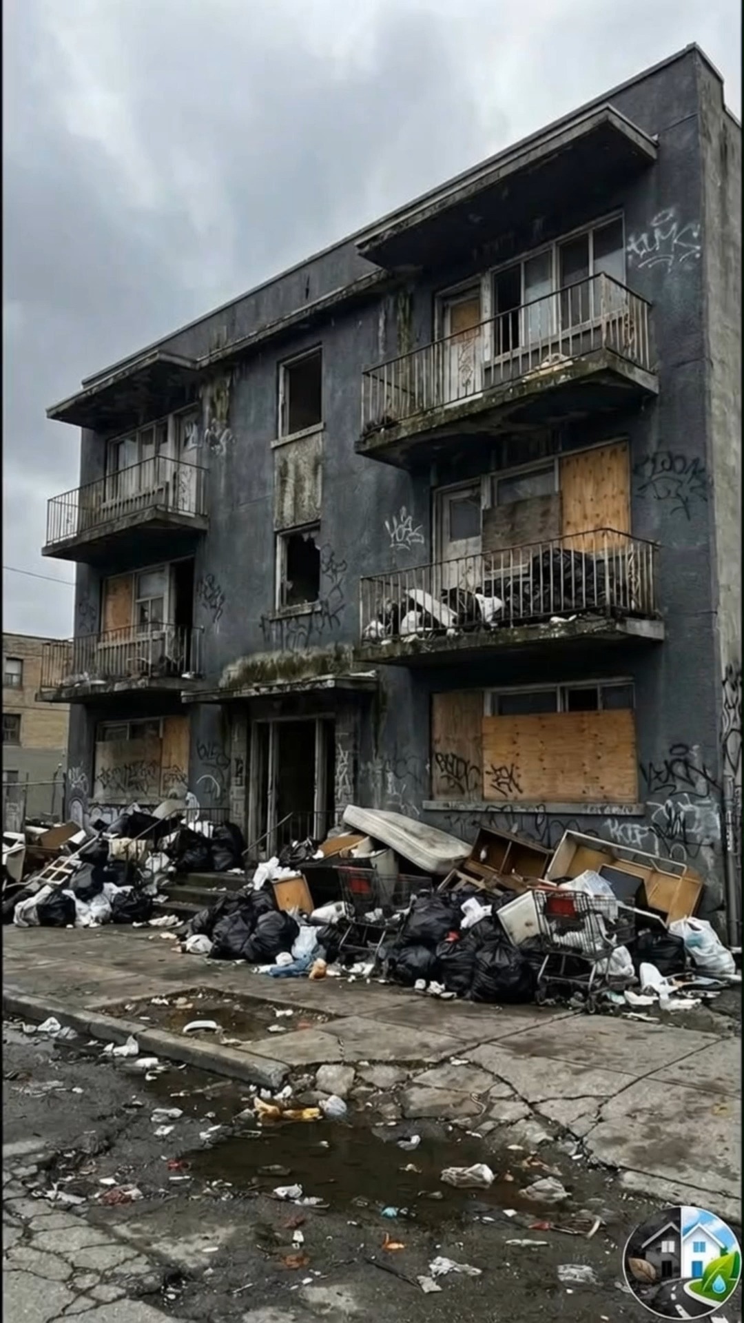 This high building is covered with hundreds of satellite dishes. Every ...