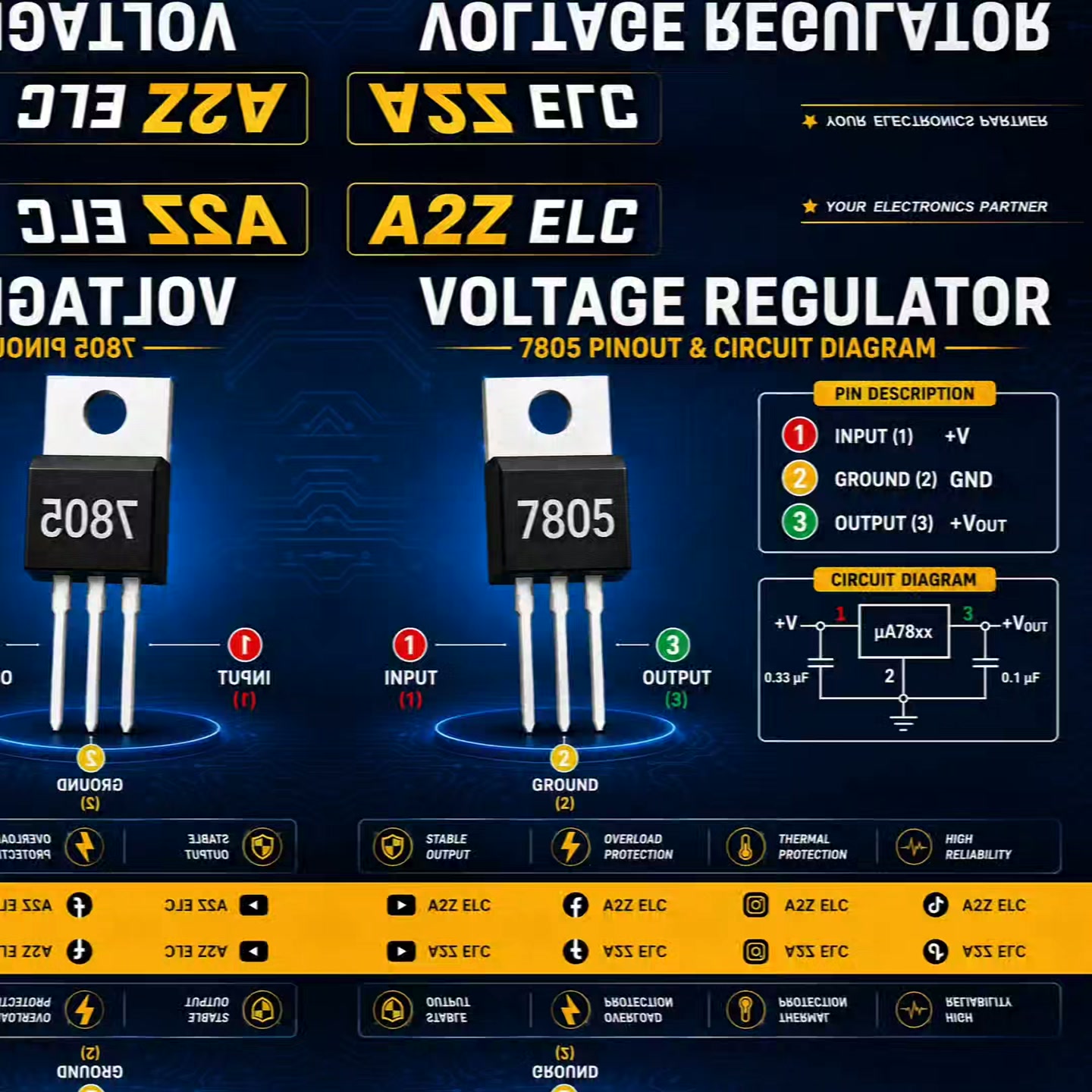 ⚡ Learn the 7805 Voltage Regulator Pinout in seconds! 🔧 Discover