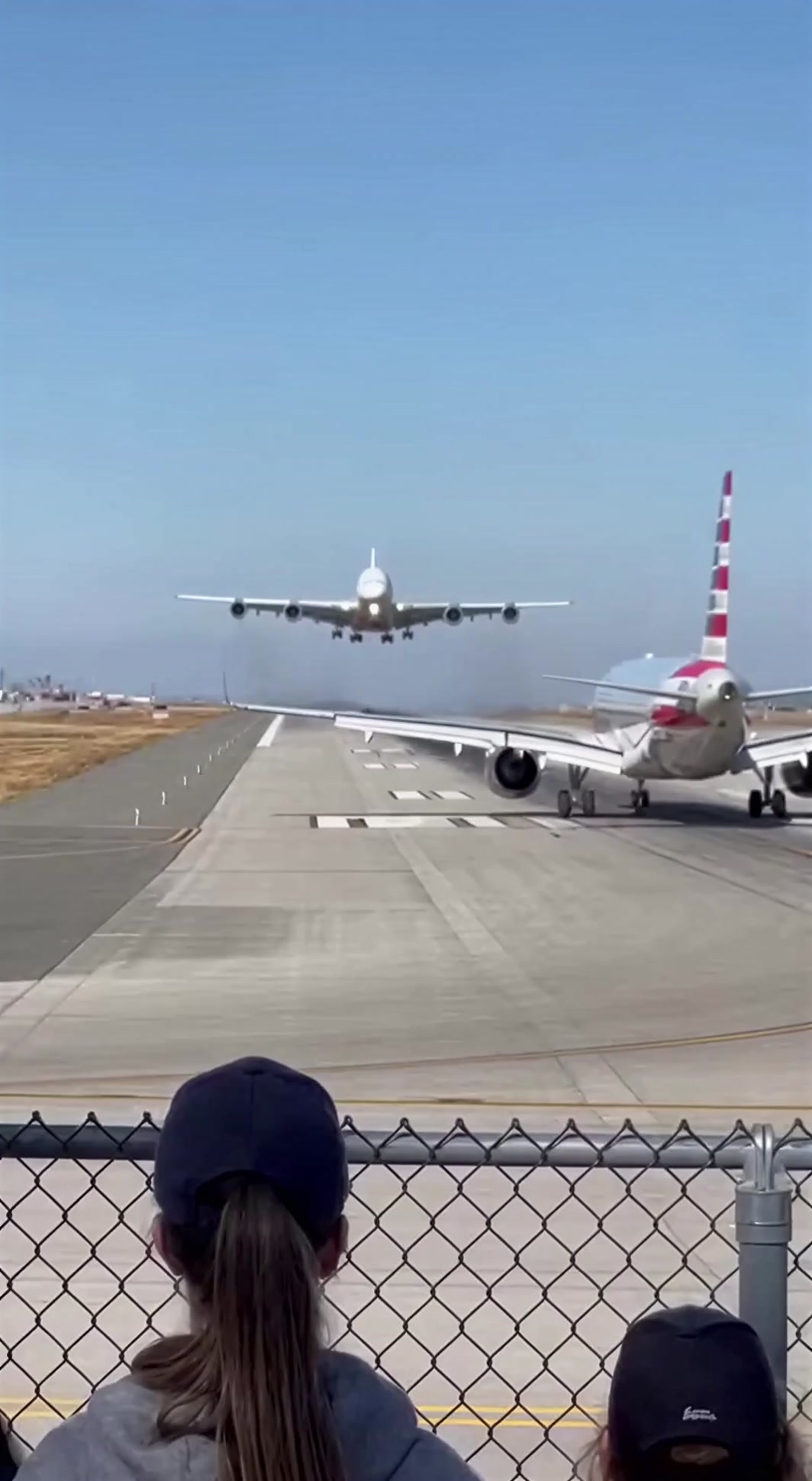 Terrifying Near Miss: Airbus Takeoff And Giant Jet Landing Runway ...