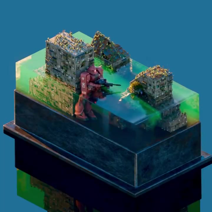 Zaku diorama art piece