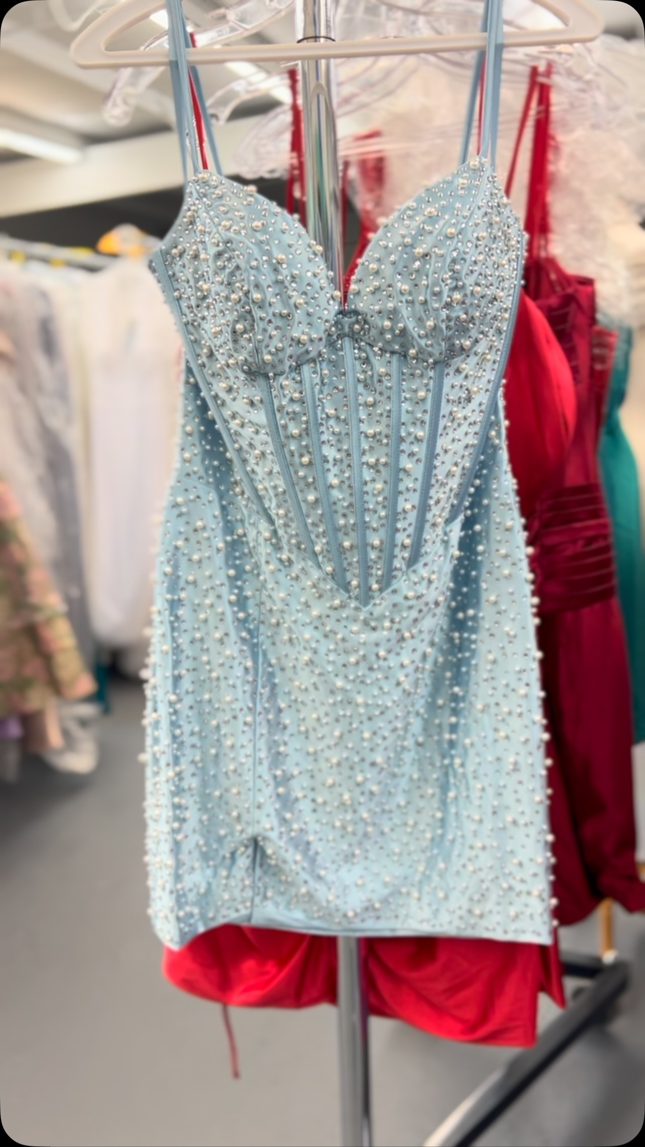 ✨ Pearls are having a MAJOR moment this Homecoming season! 🤍, Elegant, feminine, and just the right amount of glam. This pearl-studded beauty is ready to make your Hoco look unforgettable. ✨🪩, 
