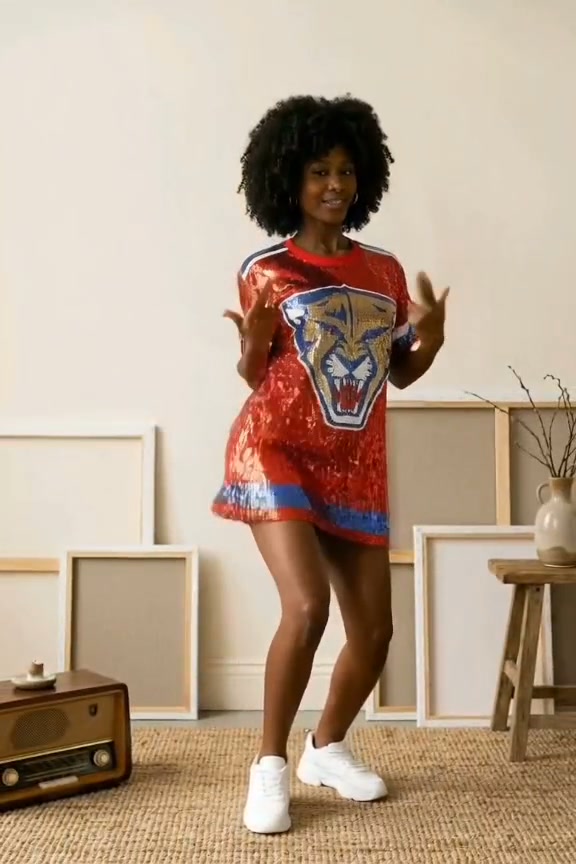 Sequin jerseys are stealing the spotlight 😍 Our stunning Florida hockey sequin jersey dress is giving glam, game day, and main character energy all in one., #SequinFans #floridapanthers #ViralReels 