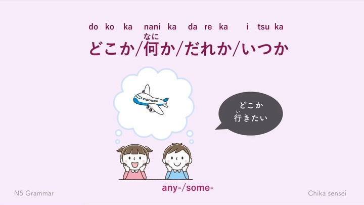 JLPT N5 grammar “どこか、何か、だれか、いつか” Learn Japanese everyday with Chika ...