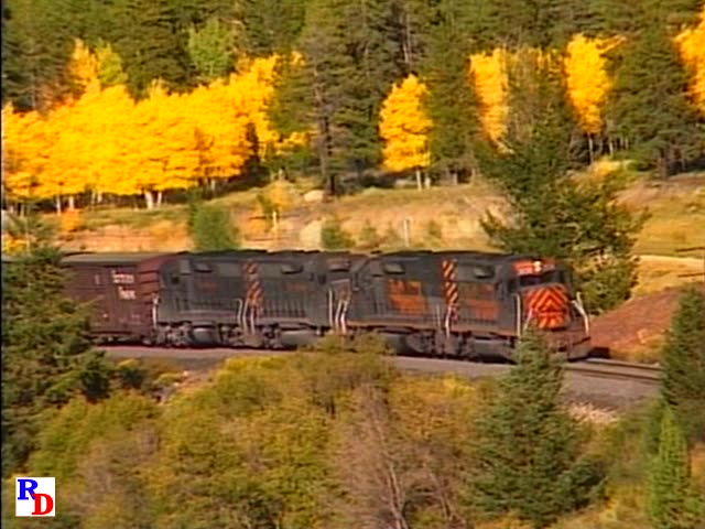 A downgrade D&RGW freight is seen on Tennessee Pass. From the Pentrex ...