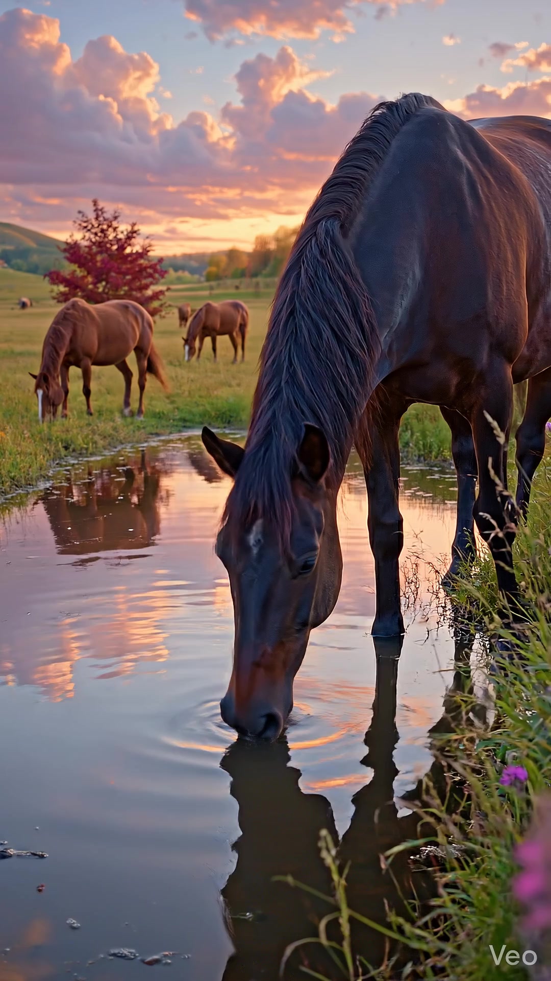 Tranquil water at golden hour