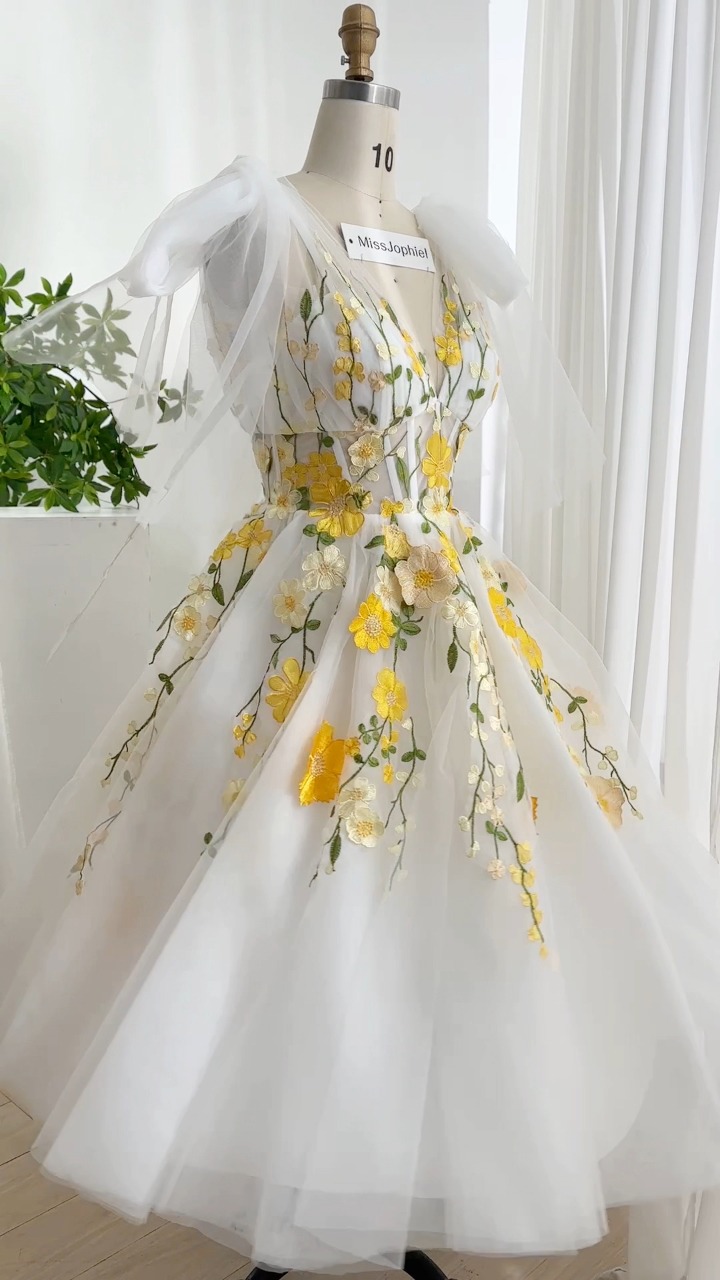 yellow gold infinity dress Custom orders. Corset / Ivory midi prom hoco dress., We always accept custom orders., #Dress #PartyOutfit #custommade #fashiondesigner #promdress #FairycoreFashion #fairycore mismatched yellow bridesmaid dresses