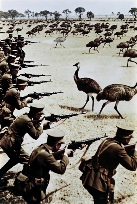The Great Emu War (1932) Australian soldiers with machine guns were deployed to cull emus ...