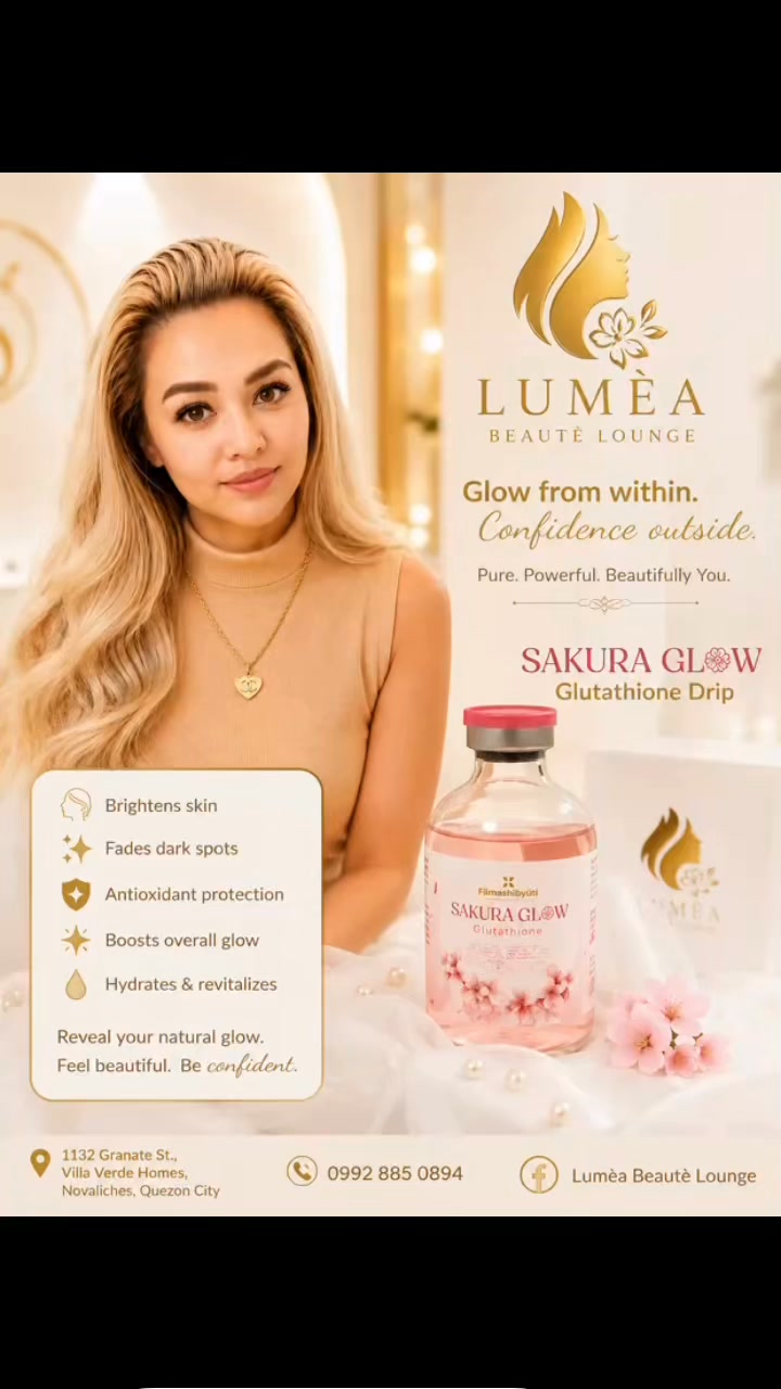 sakura glutathione ✨ Glow is here! 🌸💗 ✨, Gusto mo ng fresh, radiant, at glowing look? It’s time to treat yourself! 💖, 🌸 SAKURA GLOW DRIP 🌸, A premium beauty & wellness experience at Lumèa Beautè Snow Caps 30 Capsules Dosage Type:Microdose private