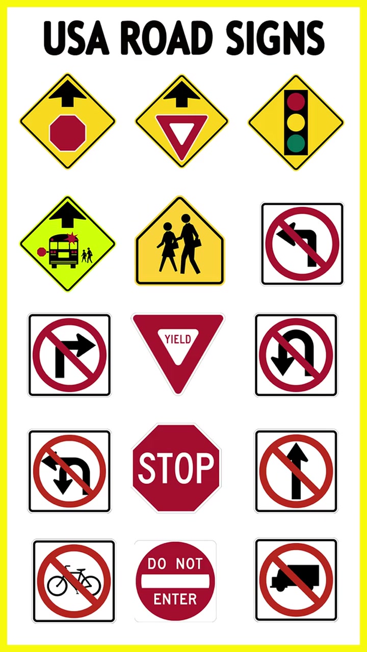 Learn USA 🇺🇸 Road Signs 🚖🚗🚦##TrafficSignal #StoplightChallenge #fbreels ...