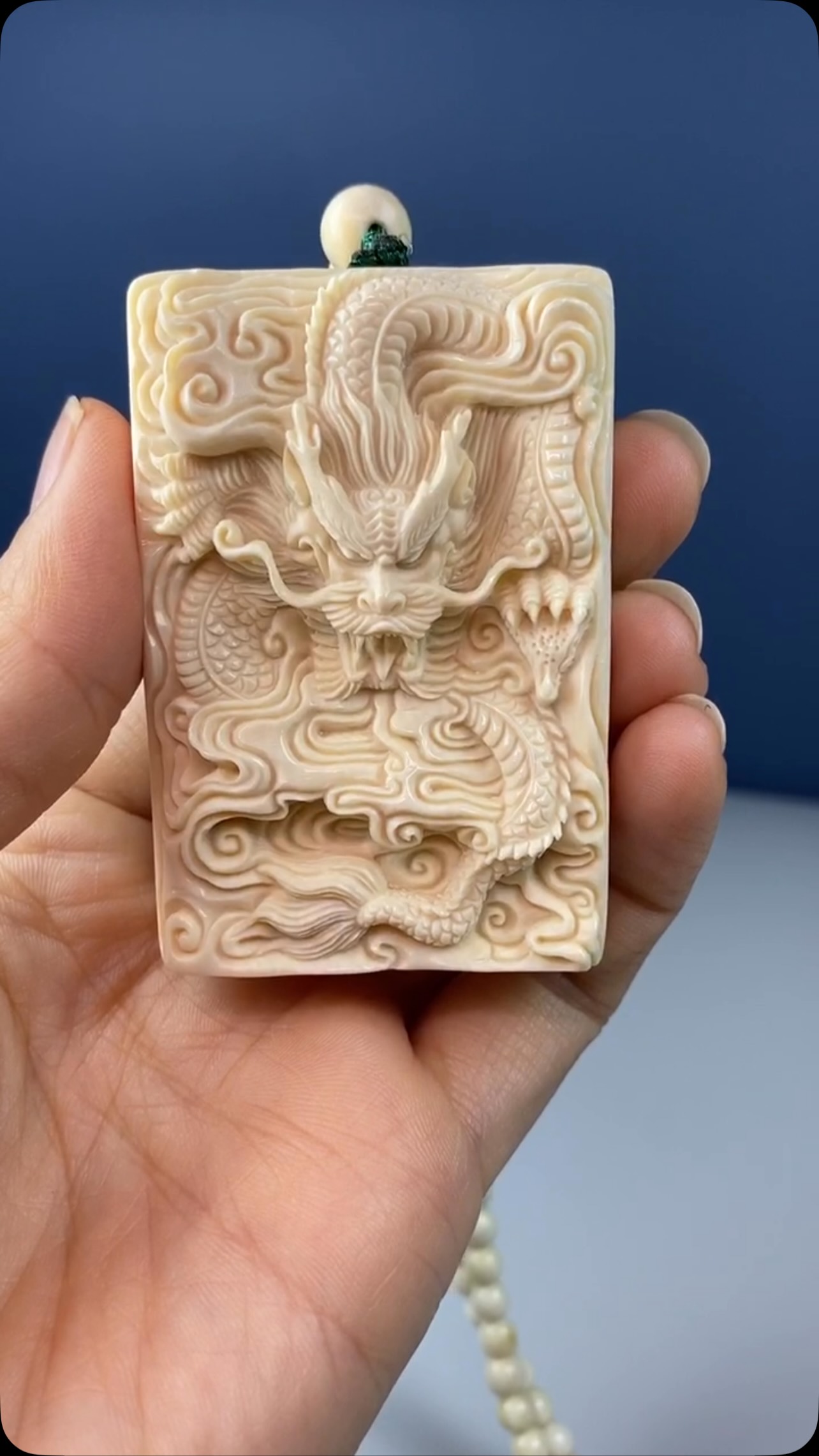 天然マンモス牙美しい手作り彫刻 万事うまく行く 置物飾り | 陳雲霞