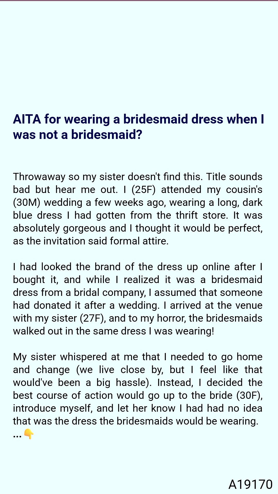 AITA 💞 🚐 for wearing a bridesmaid dress 🌠 when I 🔔 was not 🏘 a bridesmaid? | Awesome Real Stories