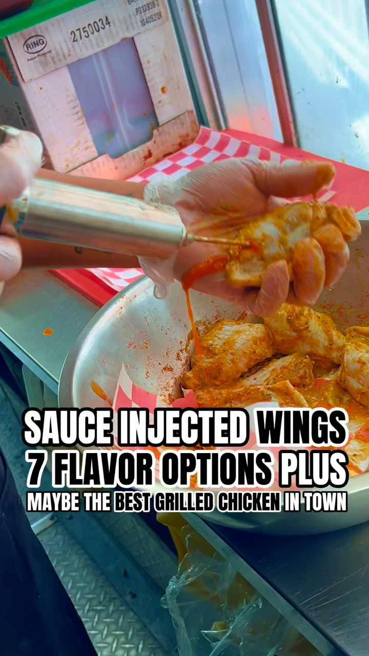 🍗Chicken wings INJECTED with SAUCE😳7 sauce options and 6 heat levels!🔥🥵 ...