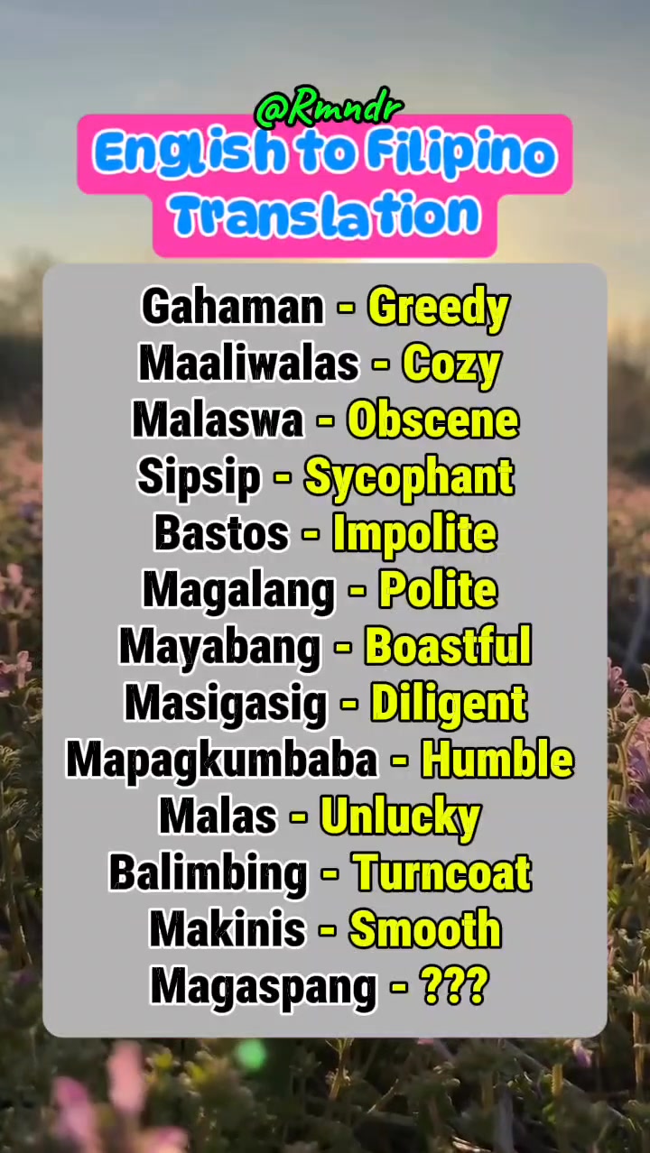 Filipino to English Translation 📝🌟 #fblifestyle #reelsfb #everyone # ...
