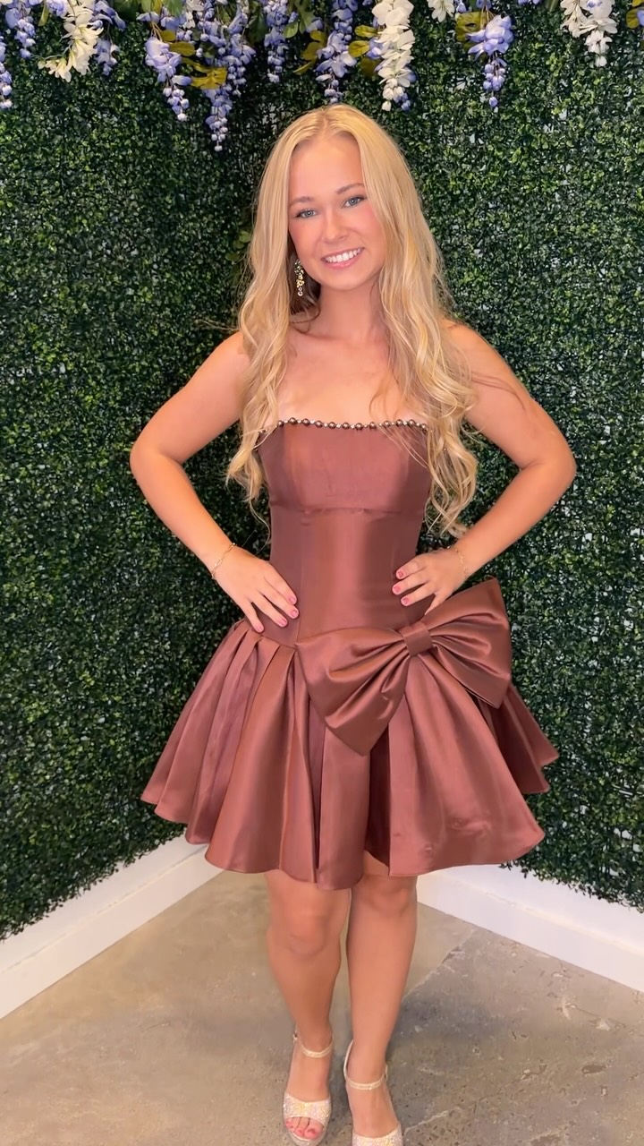 formal dresses green hills tn The sweetest chocolate brown moment!🤎🎀 This Sherri Hill beauty, finished with the perfect bow, is made for hoco!💖, •, •, •, •, 🩷Authorized retailer of Sherri Hill, Jovani, Ashley Lauren, Portia & long adrianna papell dresses