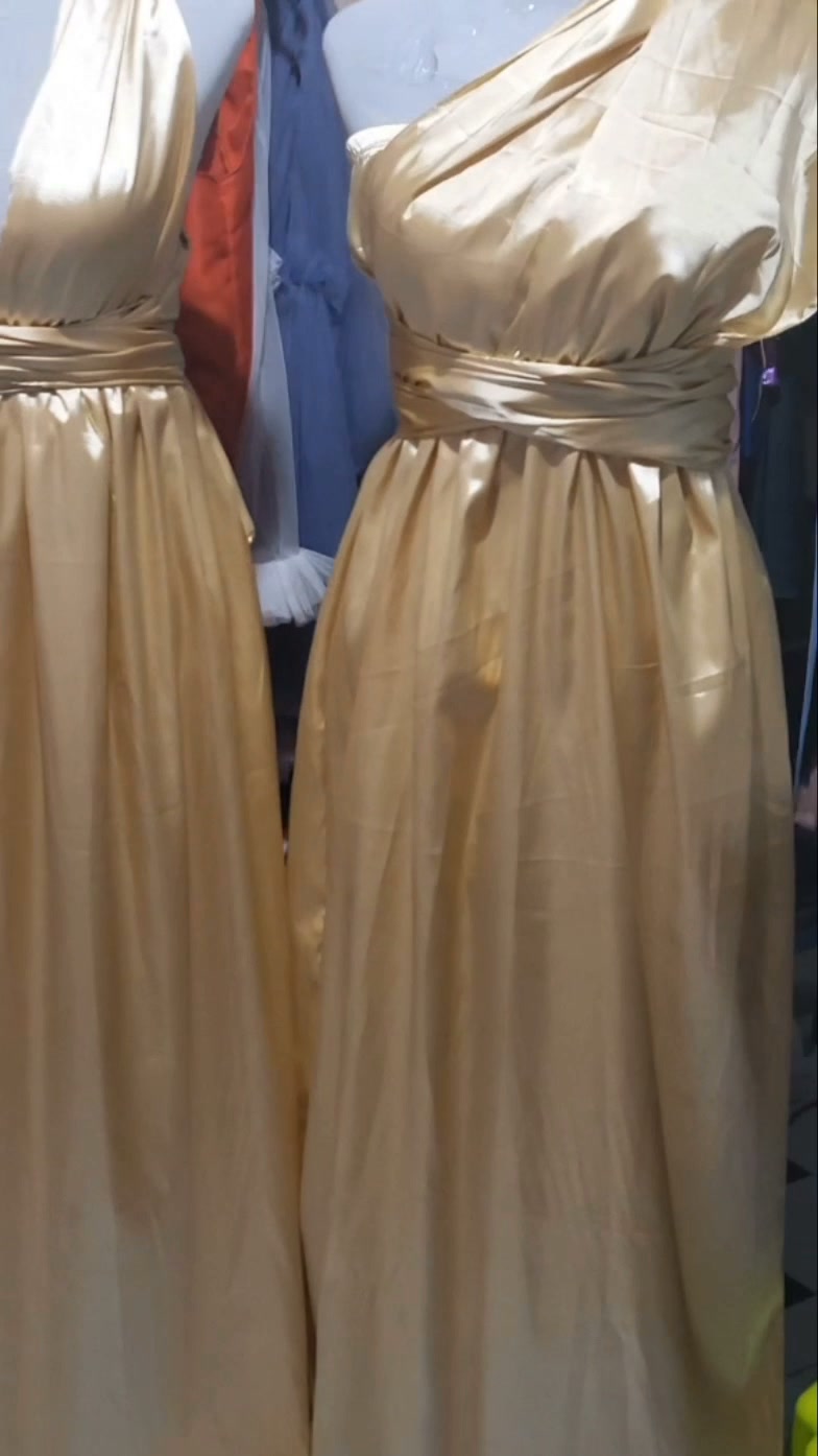 matte gold infinity dress CHARMUESE SILK, ANY COLORS MADE TO ORDER, 72Styles® Infinity Dress—endlessly versatile and designed to flatter every shape, perfect as a bridesmaid dress, handmade and loved in over 100 hot prom dresses
