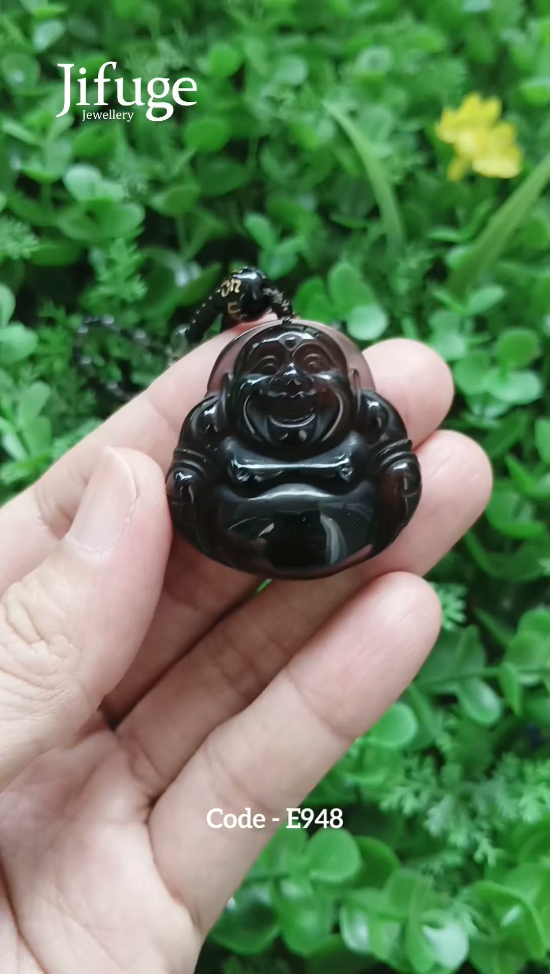 玛瑙 置物 Jifuge - 天然玛瑙玉髓(淡紫色)弥勒菩萨吊坠