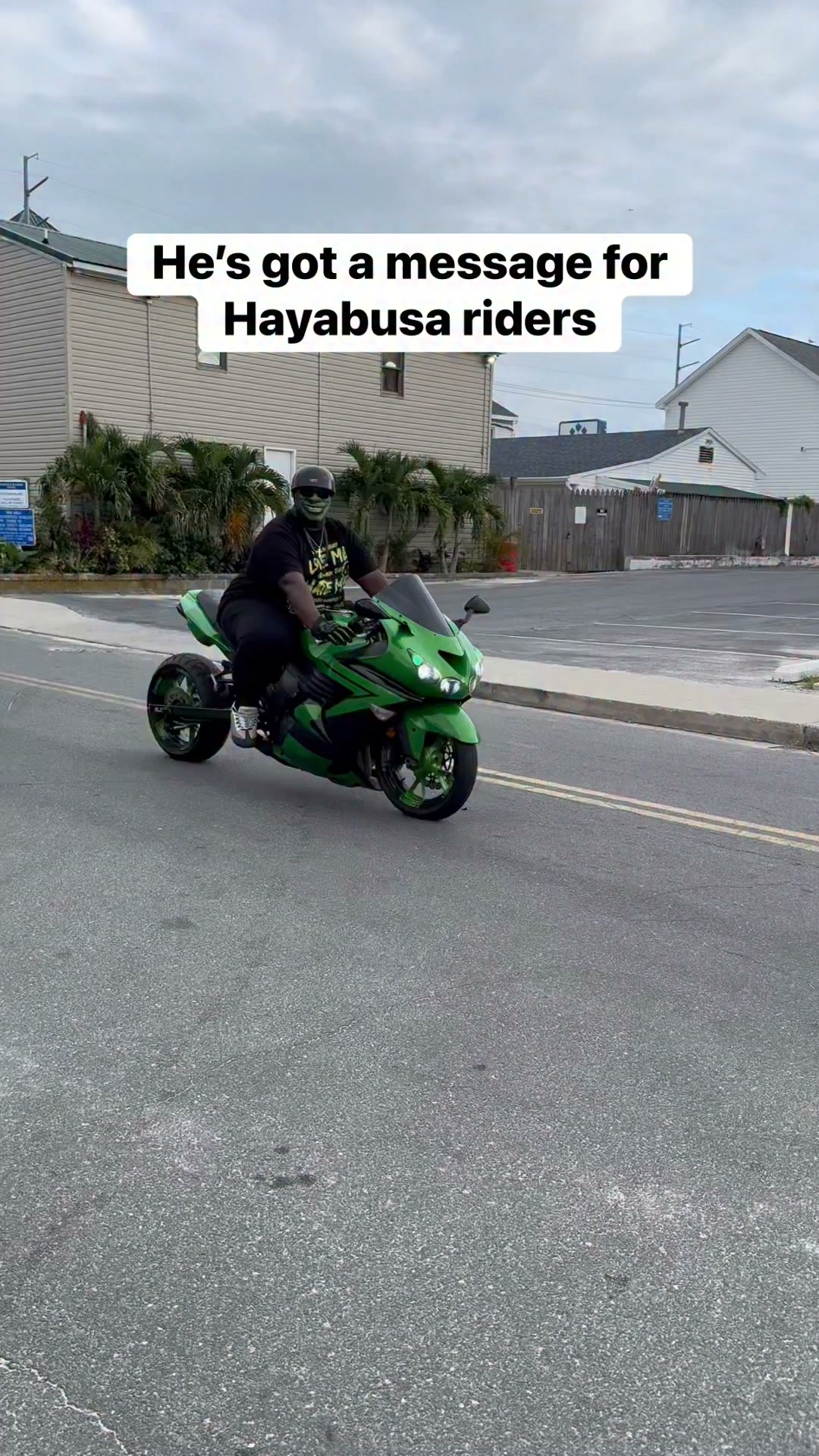 This Kawasaki USA ZX-14 rider has a message for all Hayabusa riders
