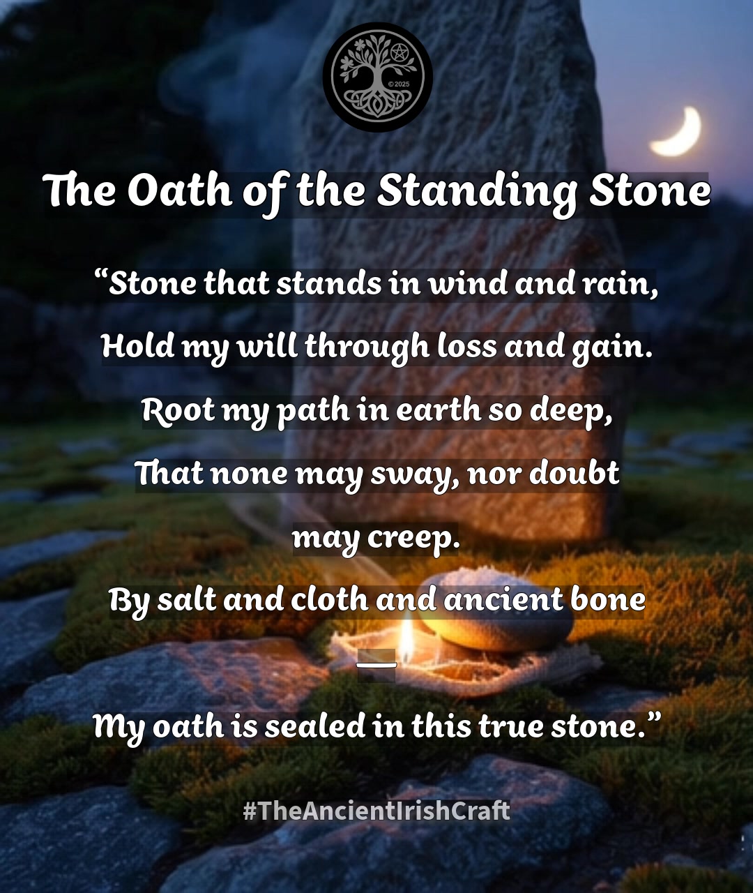 🍀 THE OATH OF THE STANDING STONE... 🪨 Hold a small stone (preferably ...