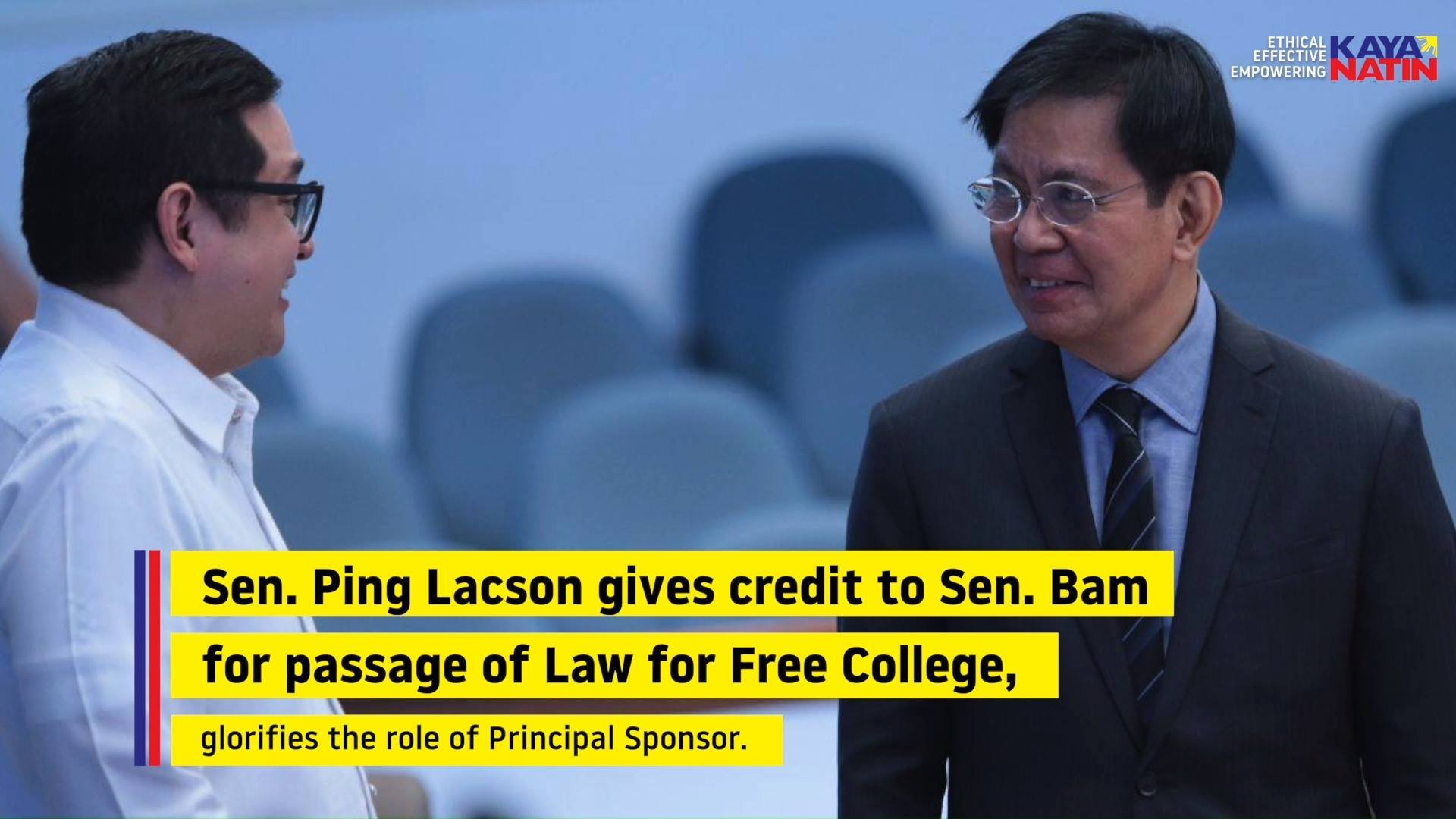 WATCH: Senator Ping Lacson gives credit to Kaya Natin! Chairman, Sen ...