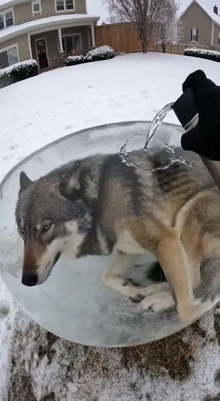 I helped release this wolf from the frozen ice The videos are made ...