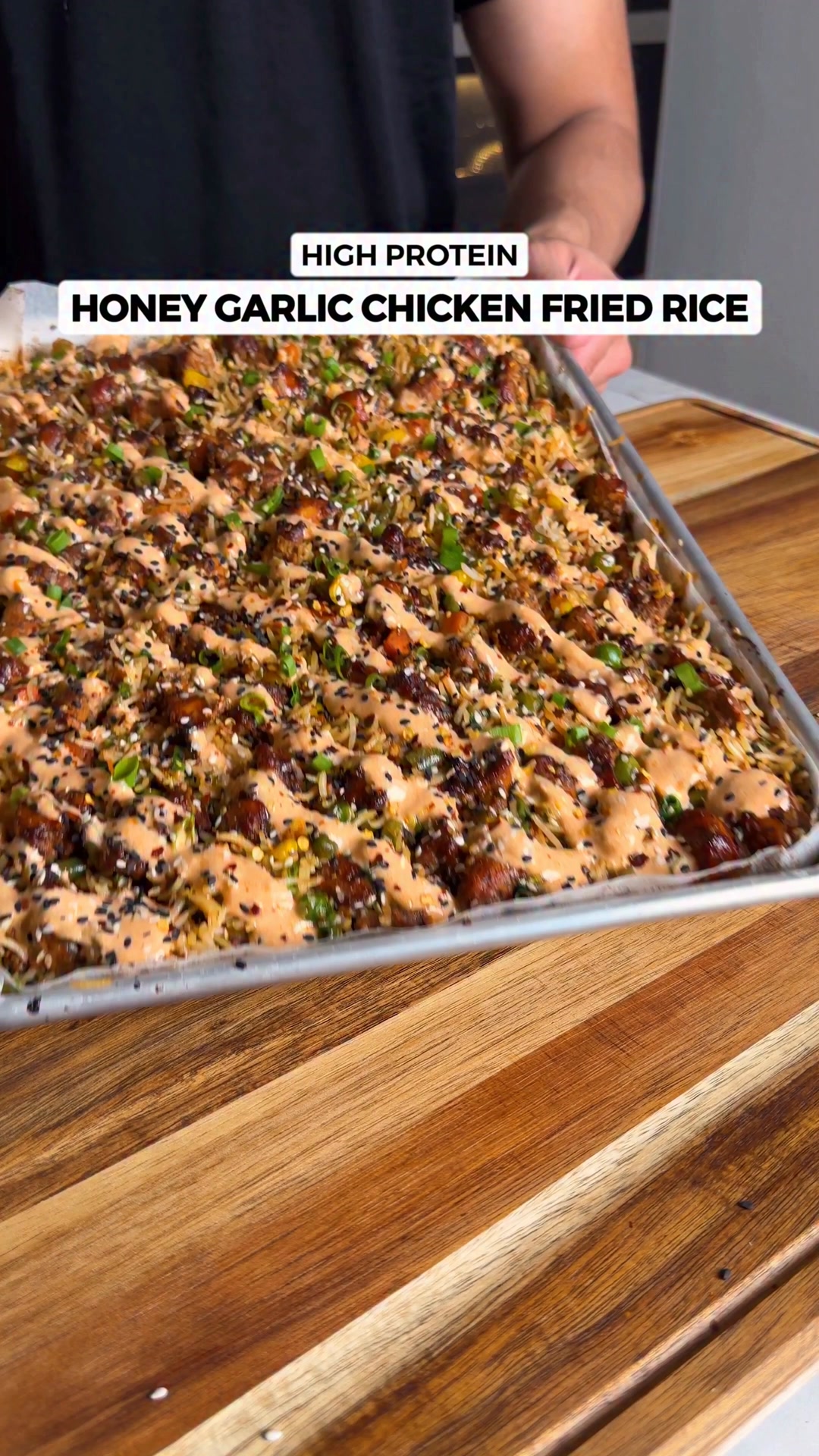 Crispy Honey Garlic Chicken Fried Rice🍗🍯🍚 One of the best sheet pan ...
