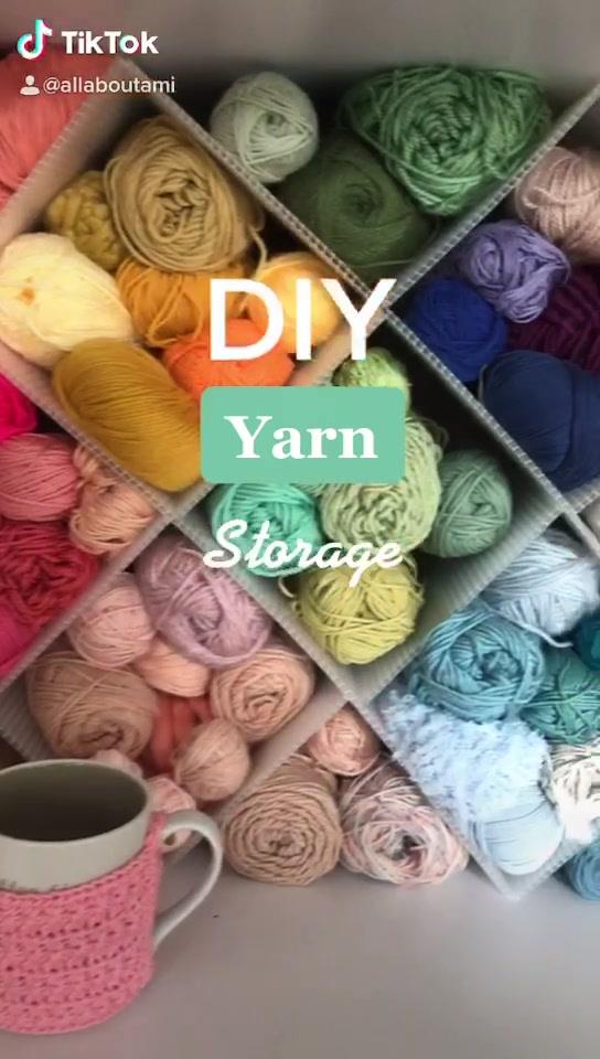 One of my favourite parts of my workspace is this DIY Yarn Storage that ...