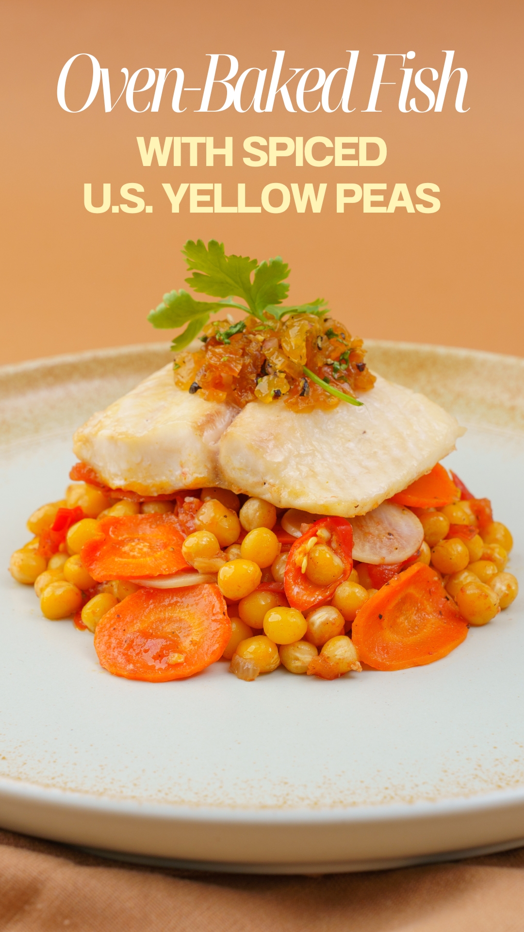🧡Oven-Baked Fish with Spiced U.S. Yellow Peas 💛 A delicious way to get ...