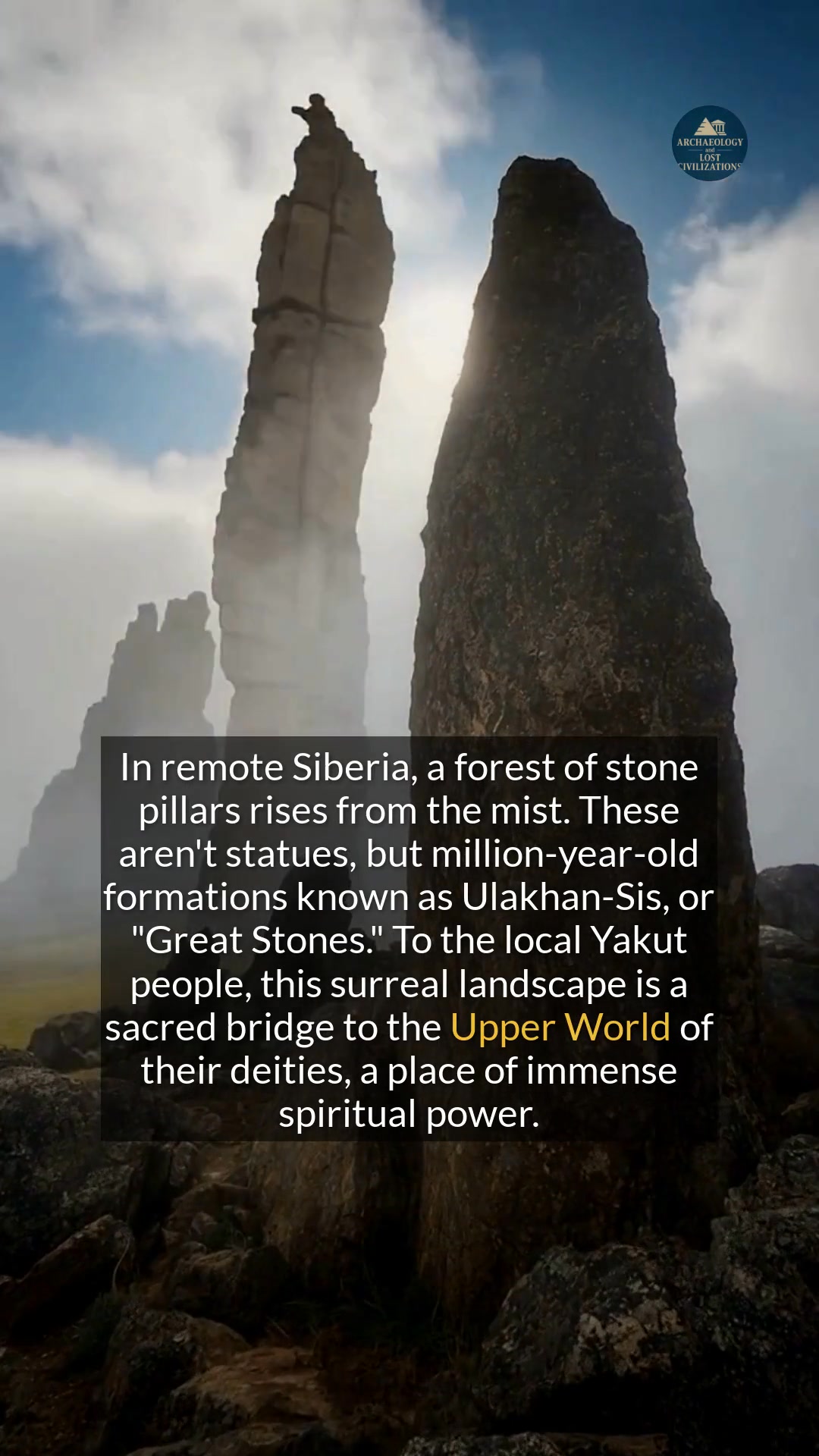 In remote Siberia, a stone forest rises from the mist, a sacred bridge ...