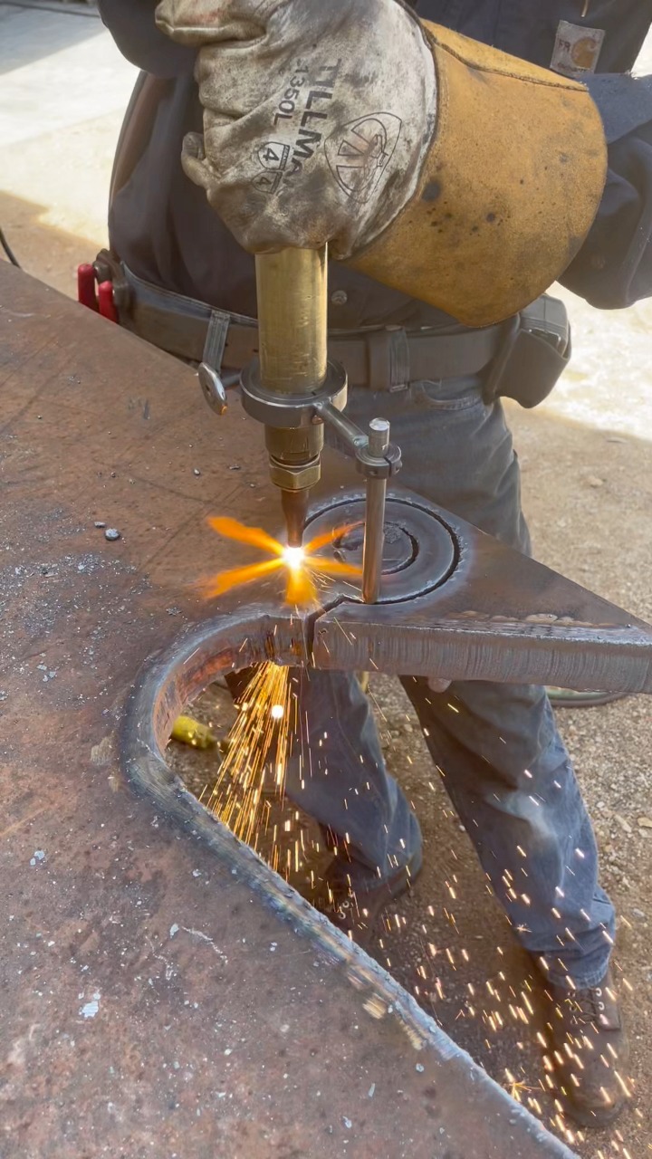 Torching out some mounting ears for a root rake. #johnsontrades # ...