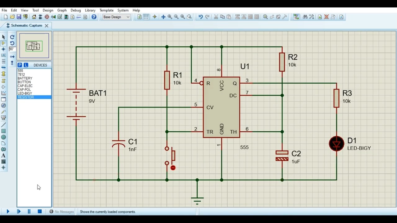 Schematic World - 555 timer ic Mono-stable opeartion proteus SIMULATION ...