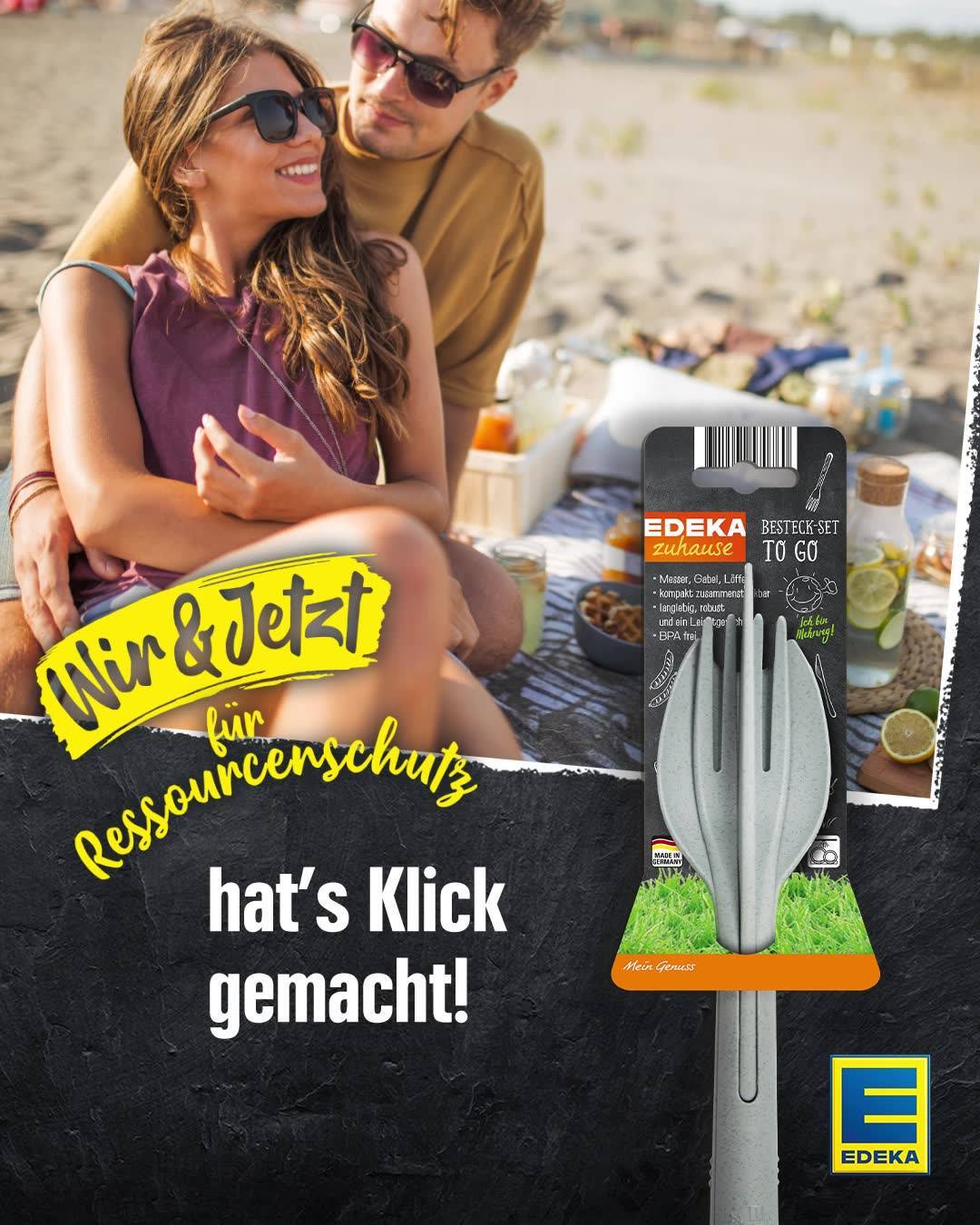 Mehr Picknick-Spaß, weniger Abfall: Mit unserem klickbaren und wiederverwendbaren Besteck-Set to go wird der Alltag ganz einfach nachhaltiger. | EDEKA