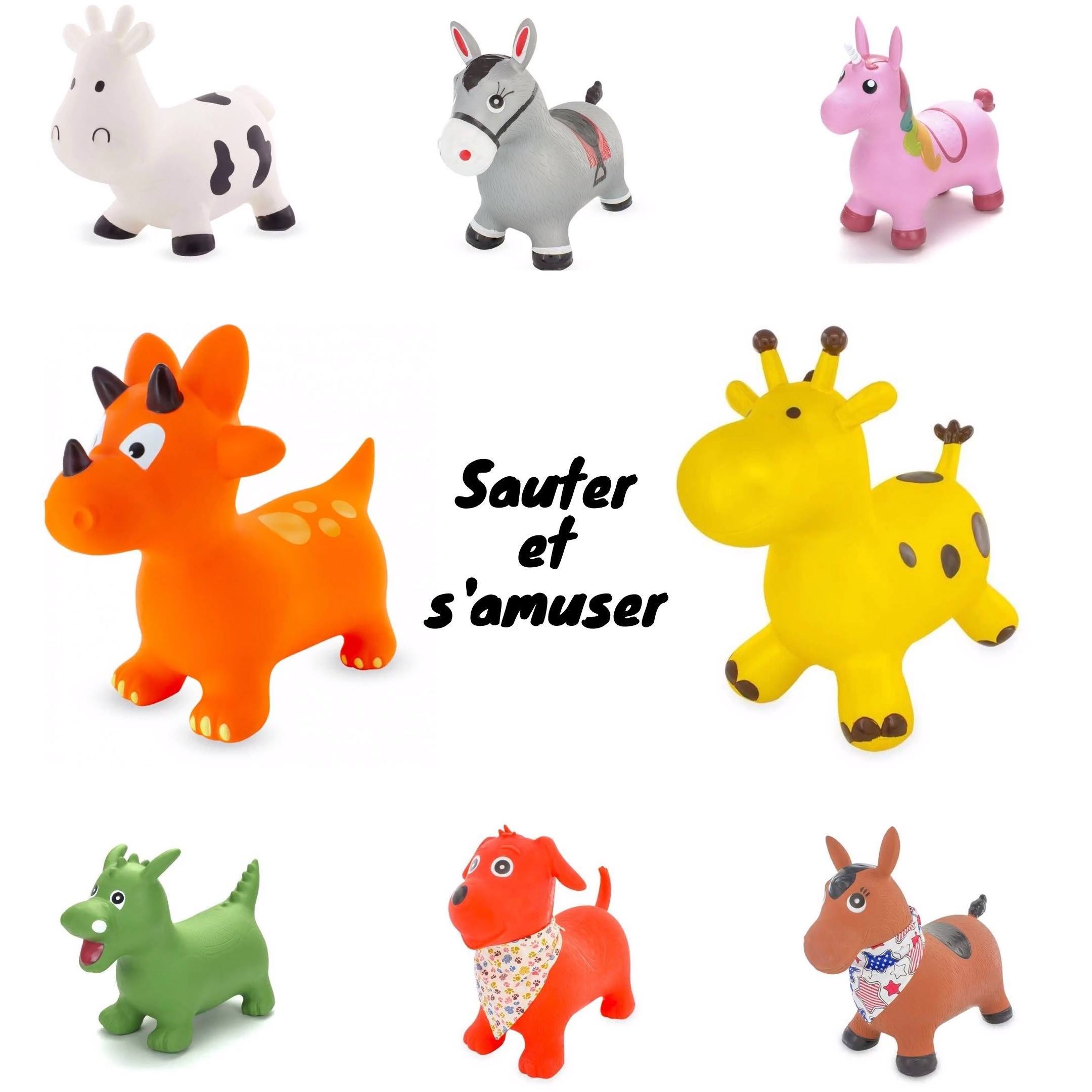 Kindsgut animal sauteur pour enfants, couleurs discrètes et modernes, pompe à air incluse, chien