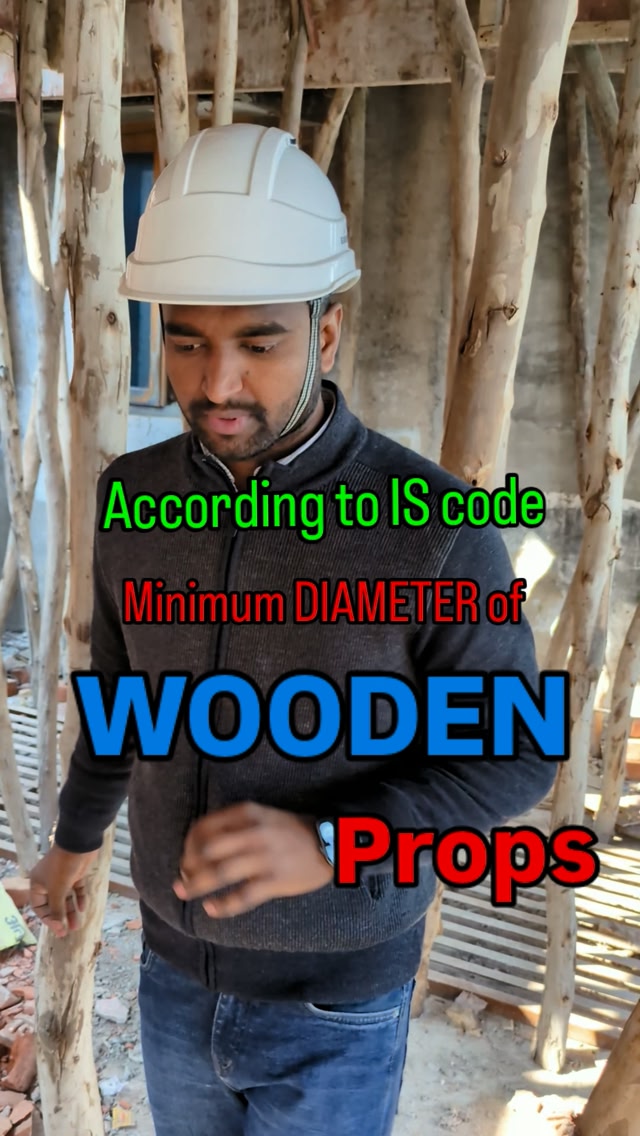 What is the minimum diameter of wooden props for the shuttering work ...