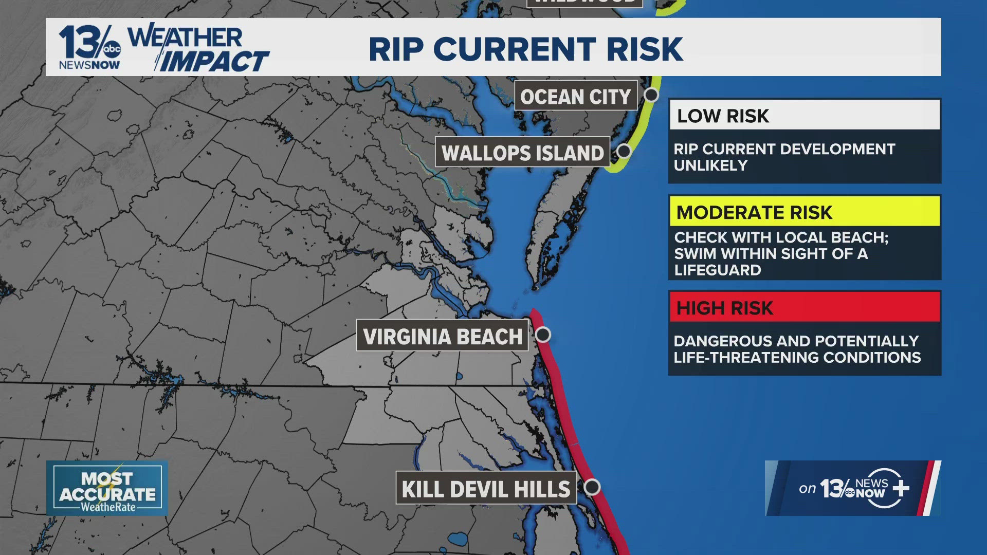 High rip current risk remains Tuesday for Virginia Beach and the Outer ...