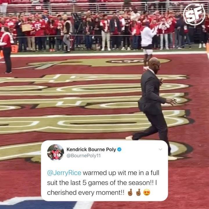 Had the pleasure of watching Jerry Rice warm up in his suit during the ...