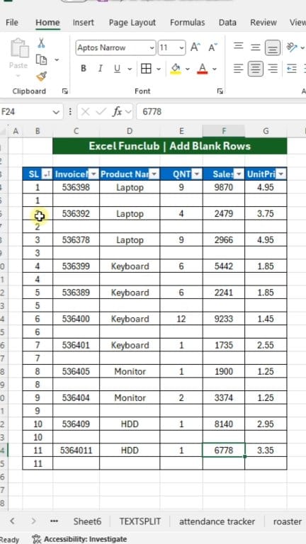 How to Add blank Rows in Excel‼️ Excel tips and tricks #exceltips # ...