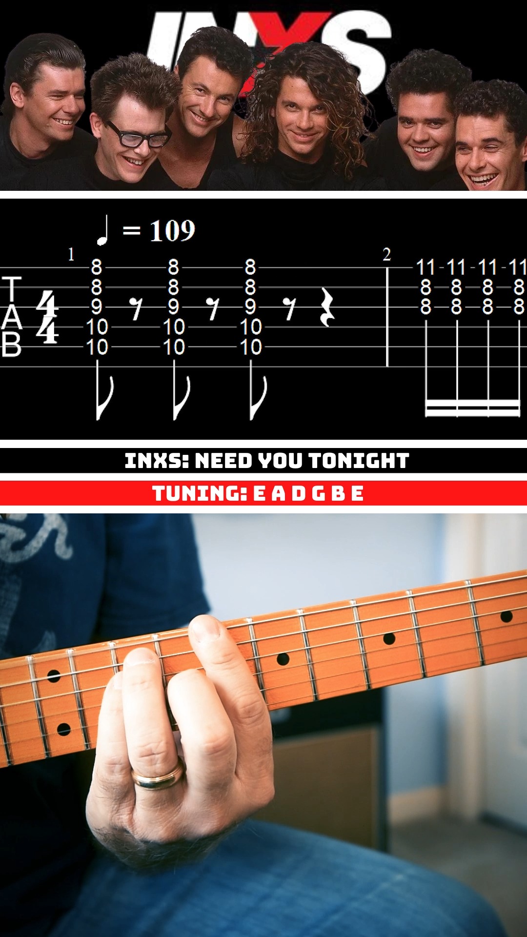 Need You Tonight guitar riff by INXS with tabs. Learn 240+ killer ...