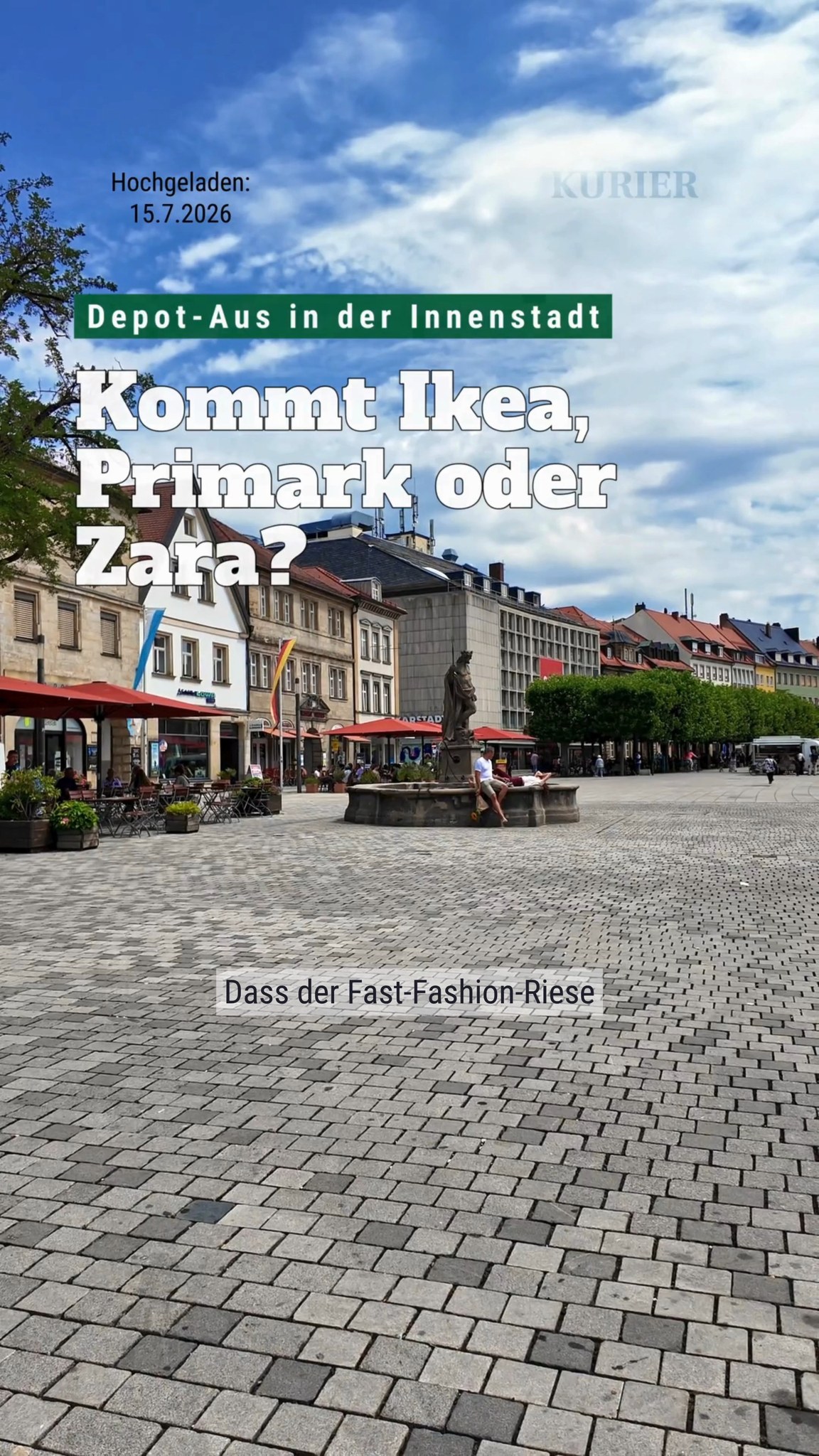 Nach der Schließung von Depot in der Bayreuth Fußgängerzone könnte laut Eigentümer ein großer Einzelhändler das Geschäft übernehmen. , Was haltet ihr von möglichen Ketten wie Zara, Primark oder Ikea