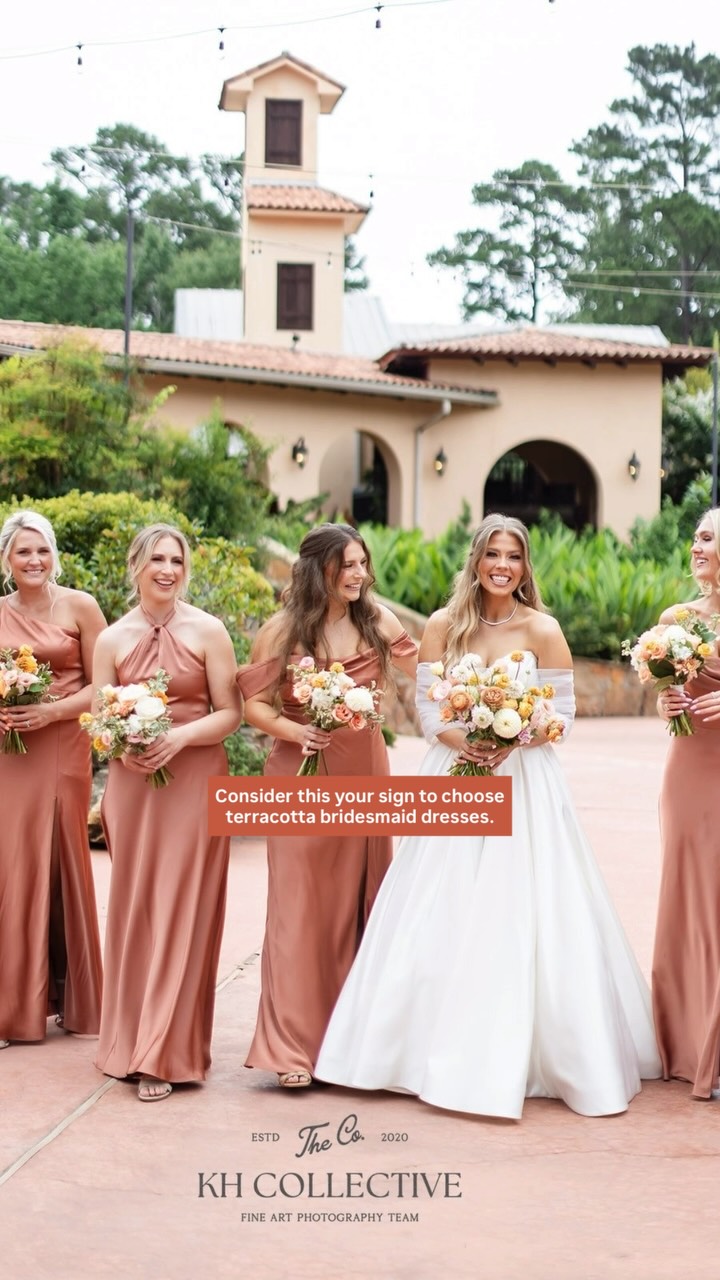 🧡 Warm, romantic, and so beautiful. Terracotta bridesmaid dresses pair so perfectly with Madera’s warm tones, natural textures, and hacienda-inspired setting. What color are your bridesmaids wearing?, 