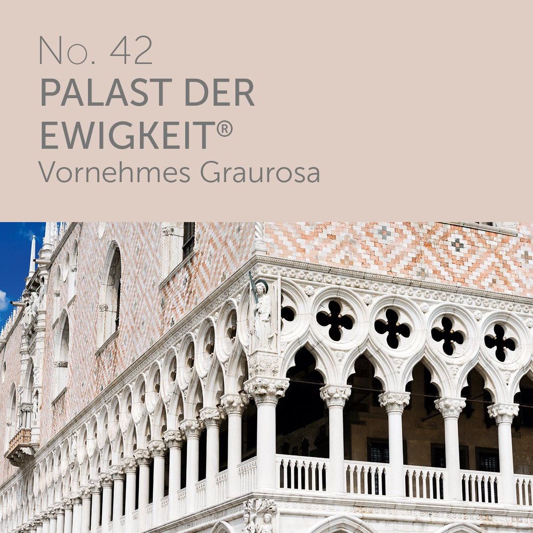 Verleih deinem Zuhause subtile Eleganz – mit einem vornehmen Graurosa von filigraner Schönheit: Mit der Alpina Feine Farben Nuance No. 42 – PALAST DER EWIGKEIT – als Innenfarbe für Wände und als Lack