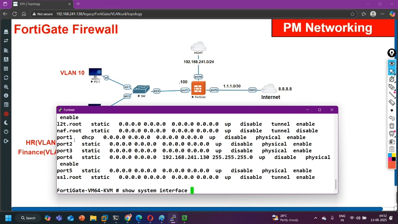 Day 10 FortiGate Firewall _ VLAN, Trunking, and Sub-Interfaces on ...