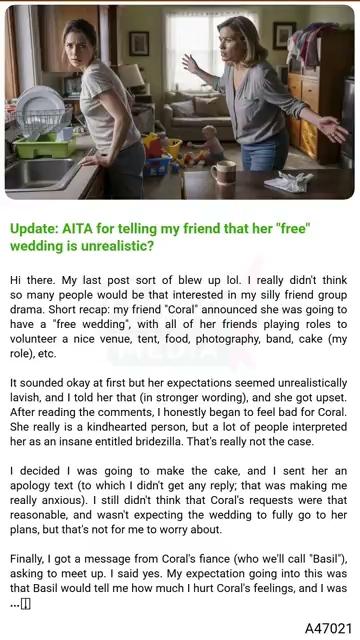 Update: AITA for telling 💁 my friend that her "free" 🐍 wedding is ...