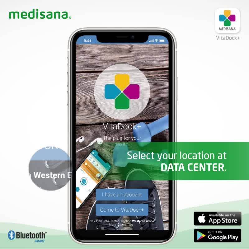 Stay connected with Medisana today! With VitaDock+ App, you can easily sync, view, and save your health data anywhere and anytime through Bluetooth® Smart transfer. , Check out the video to get