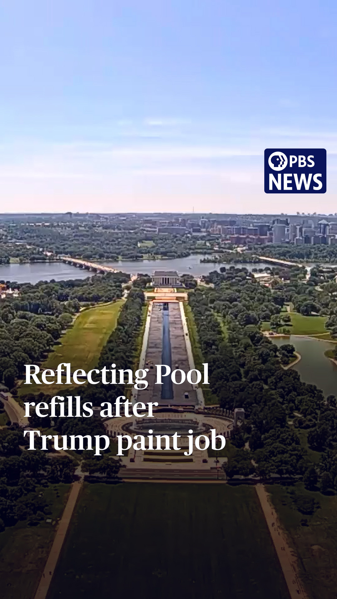 The Reflecting Pool in front of the Lincoln Memorial is once again