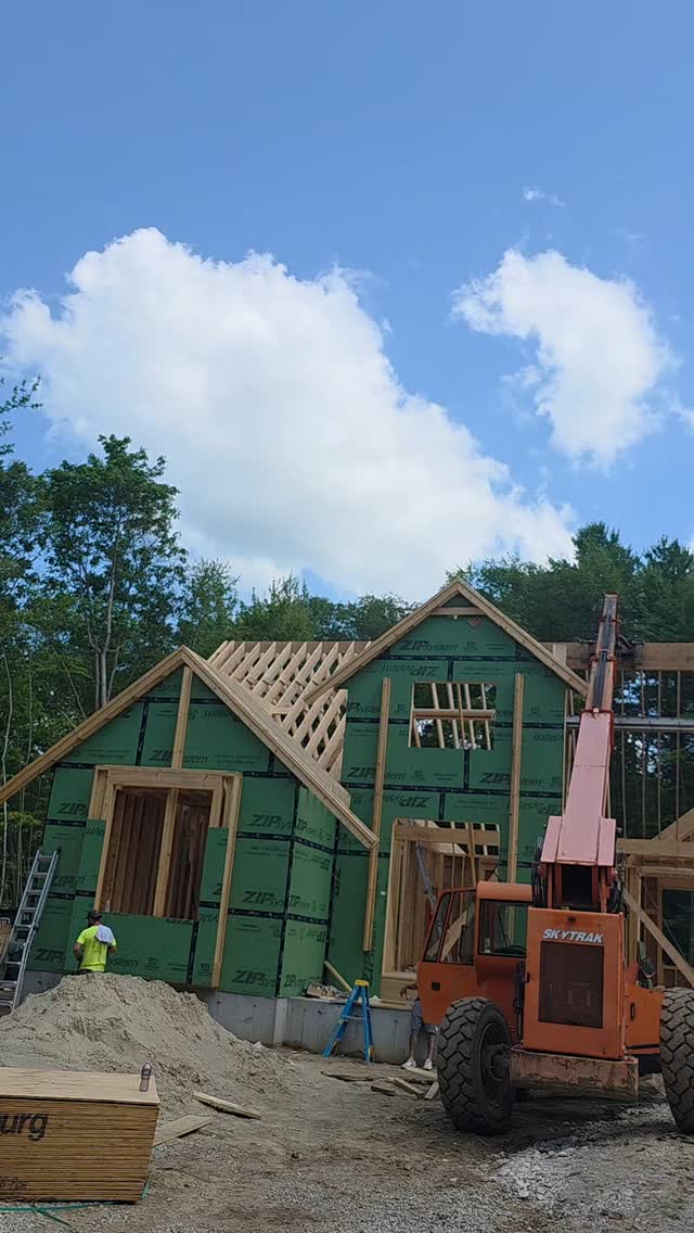 Quick Update on the Douglas frame. This roof goes on and on. 26' tall ...