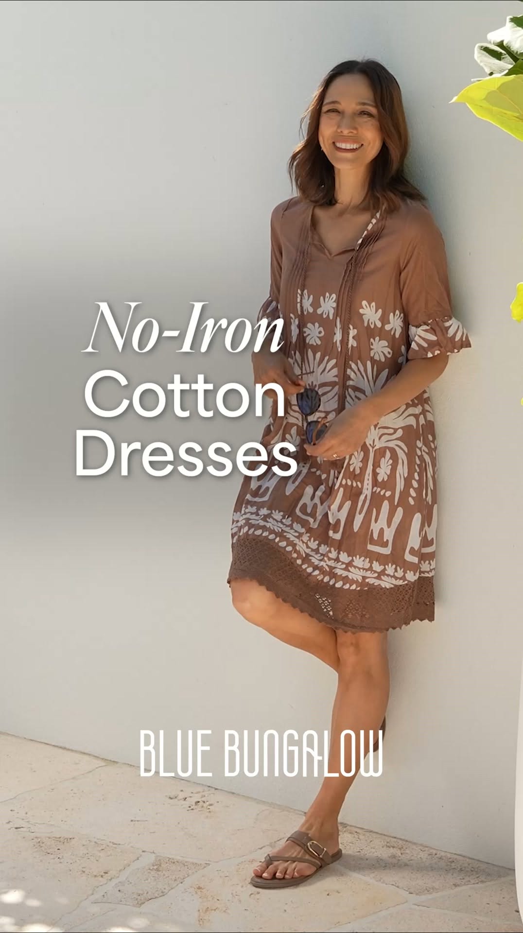 blue bungalow dresses Look put together without lifting a finger in effortless no-iron dresses. Crafted from low-care breathable cotton that’s quick drying in calming cocoa and muted neutral tones – these are the styles Model Jihan