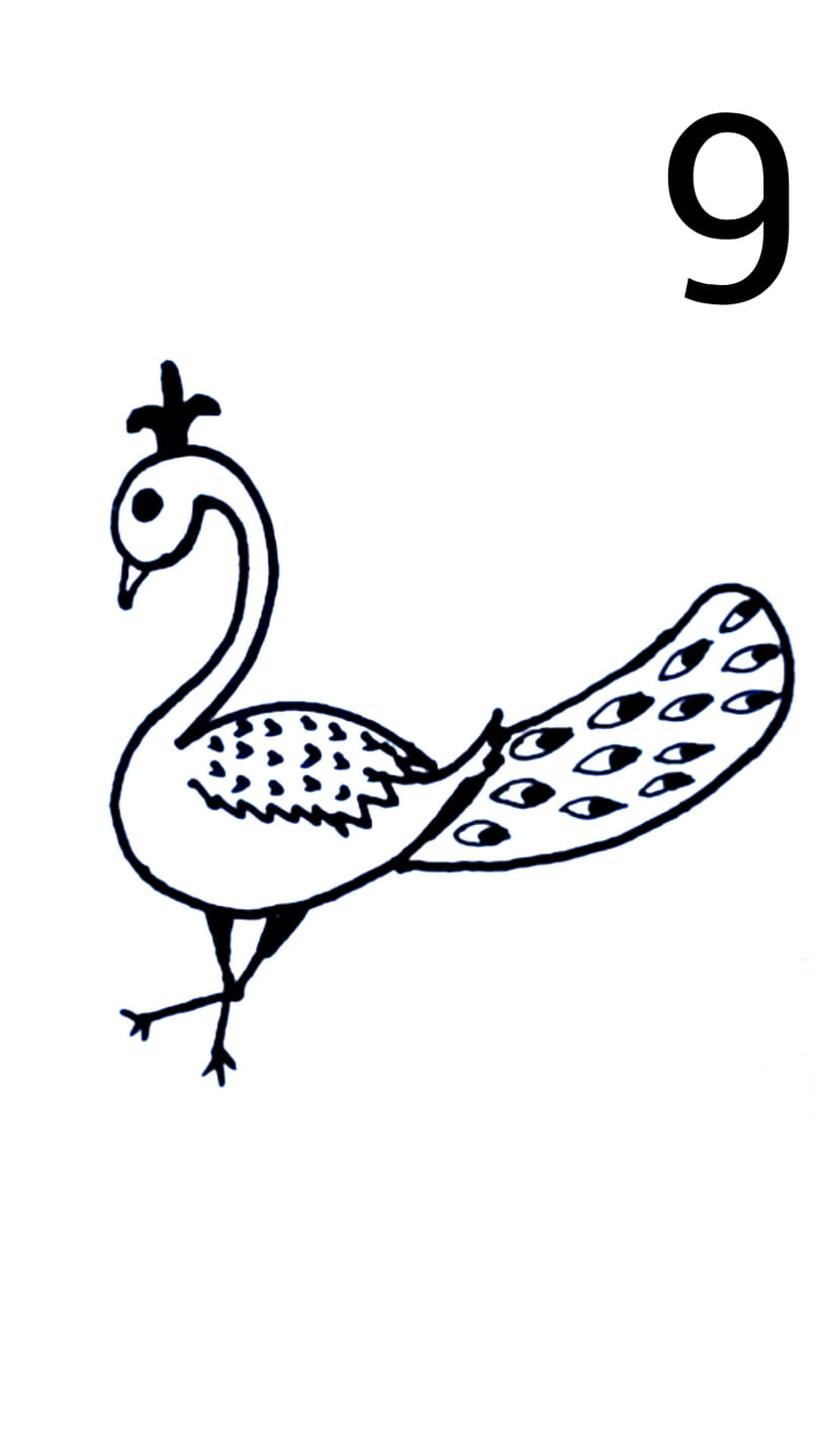 How to draw a Peacock 🦚 From number 9 #reels #peacock #drawing # ...