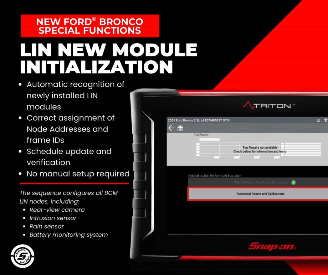 The latest Snap-on® software release adds LIN New Module Initialization ...