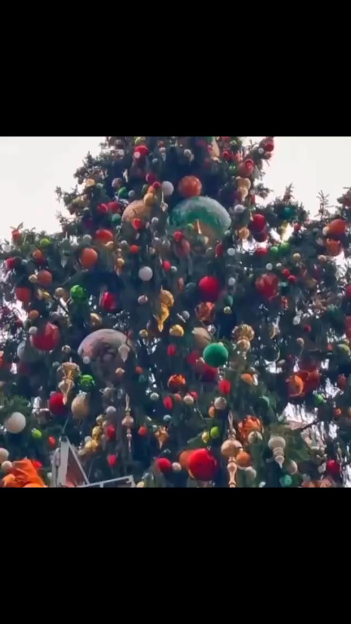 🎄 A natural 22-meter fir tree was decorated at Manezhnaya Square Its ...