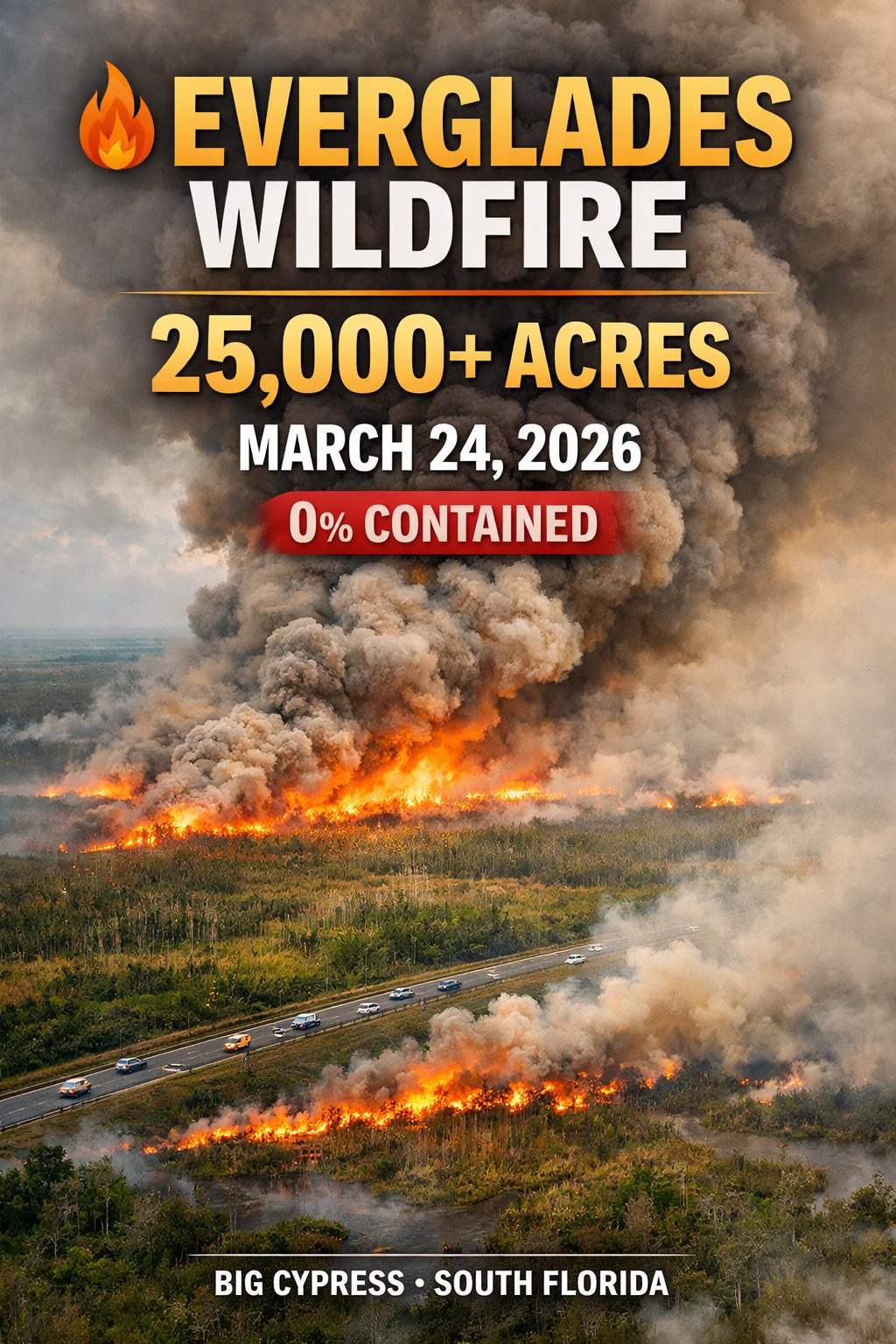 🚨 EVERGLADES WILDFIRE EXPLODES OVERNIGHT 🚨 The fire burning inside Big ...